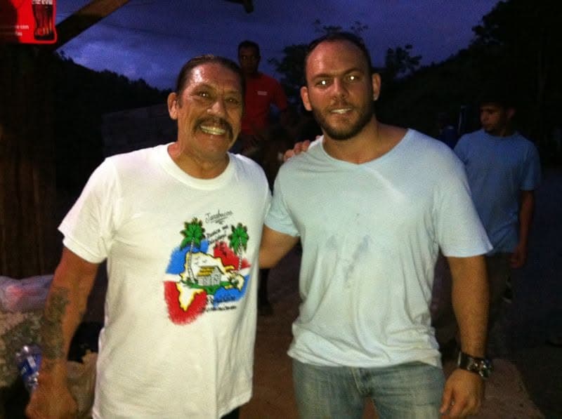 Alan Nadal with Danny Trejo during a film shoot in Jarabacoa